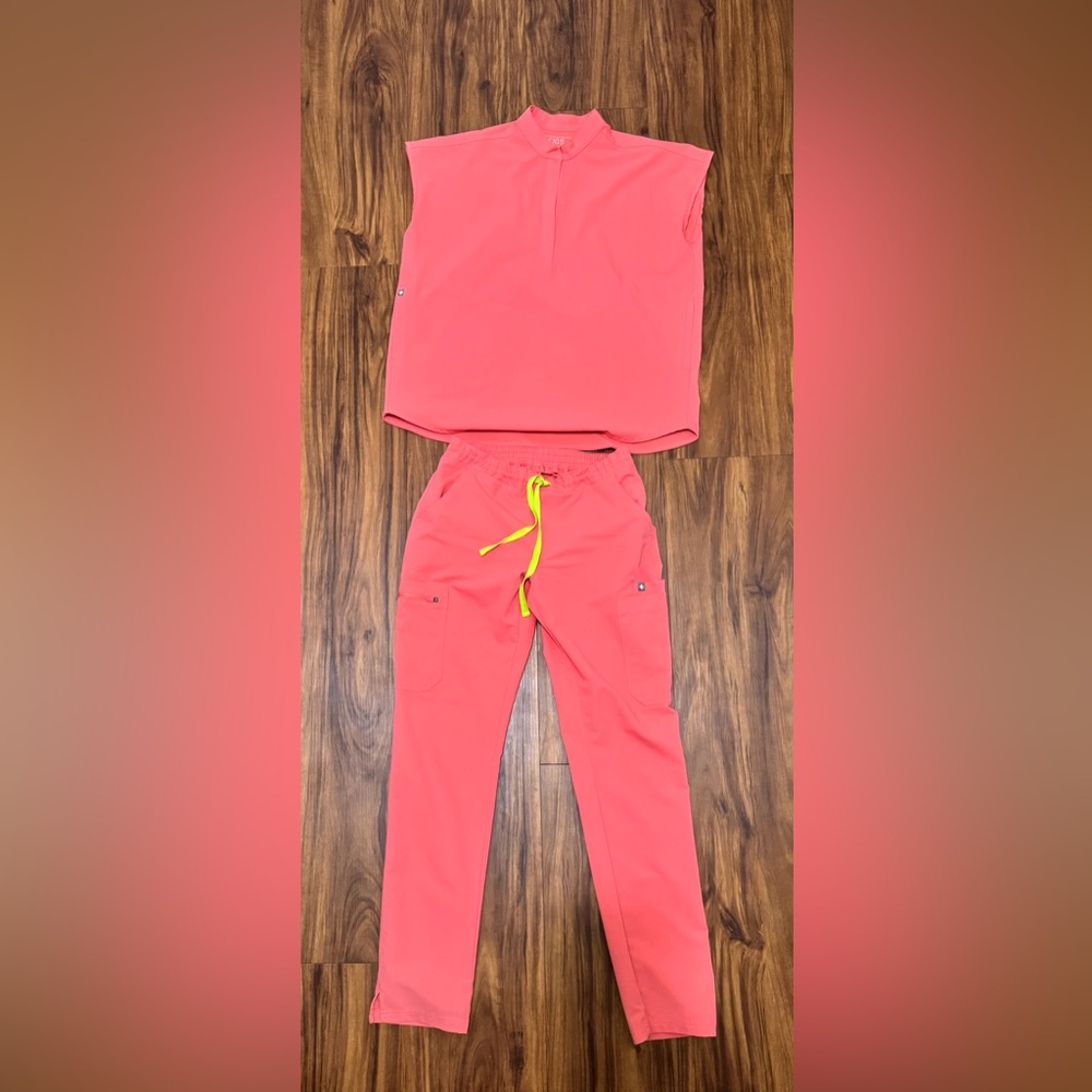 Figs Pink Track Pants Relaxed Fit Jogger set